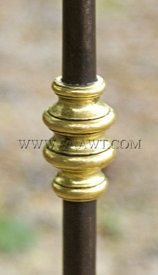 Brass and Wrought Iron Floor Candle Stand, Massachusetts
18th Century, shaft detail
